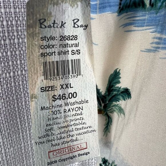 New Batik Bay Hawaiian Tropical Button Front Shirt XXL Palm Tree Surfboard Boats - Picture 5 of 10